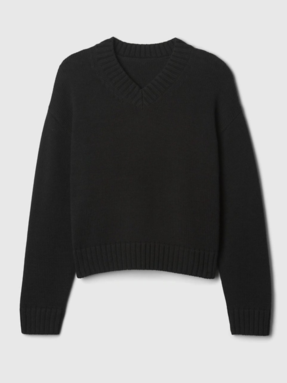 NWOT GAP Black V-Neck Ribbed Oversized Sweater